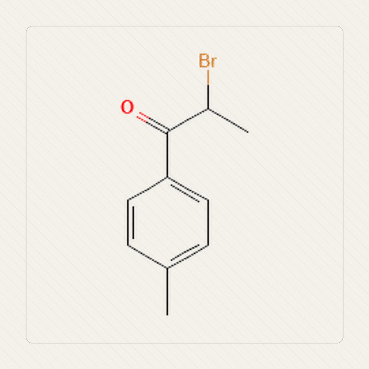 2-bromo-4-metylopropiofenon, ilustracja edukacyjna wzoru cząsteczki