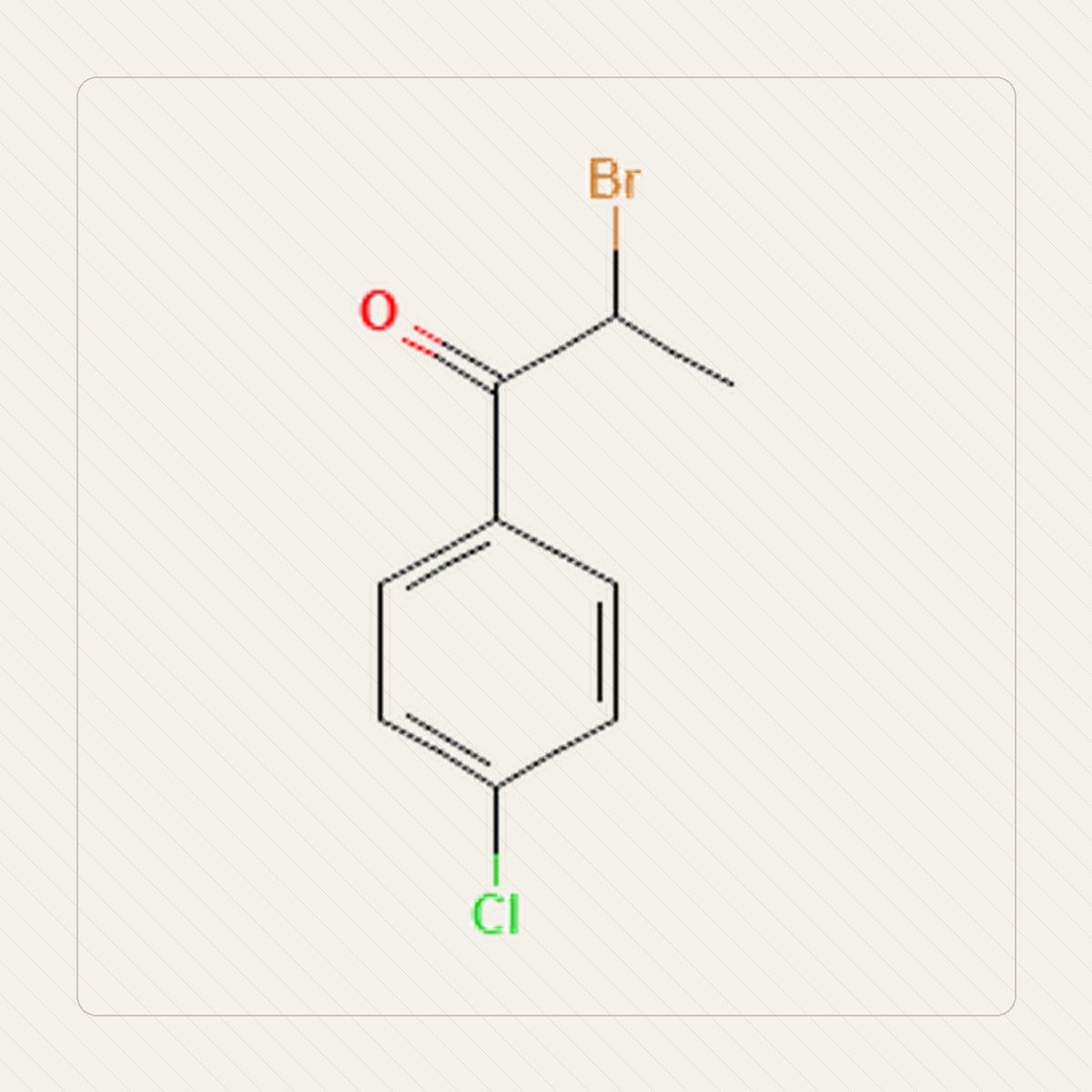2-bromo-4-chloropropiofenon, ilustracja edukacyjna wzoru cząsteczki